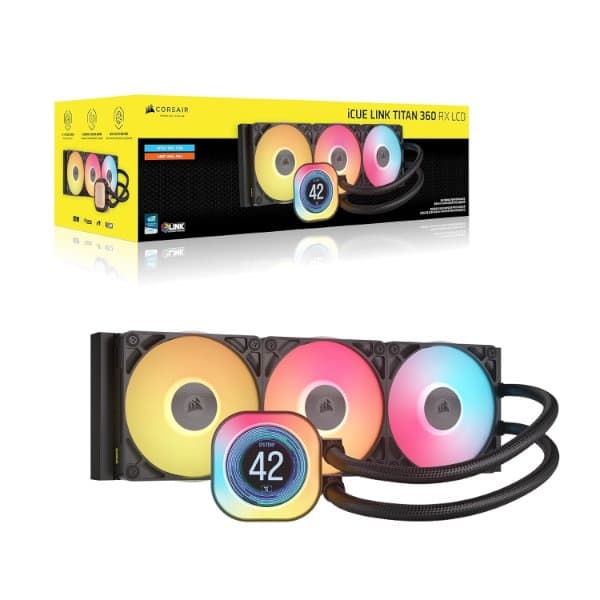 קירור נוזלי Corsair iCUE TITAN 360 RX LCD Black 360mm AIO