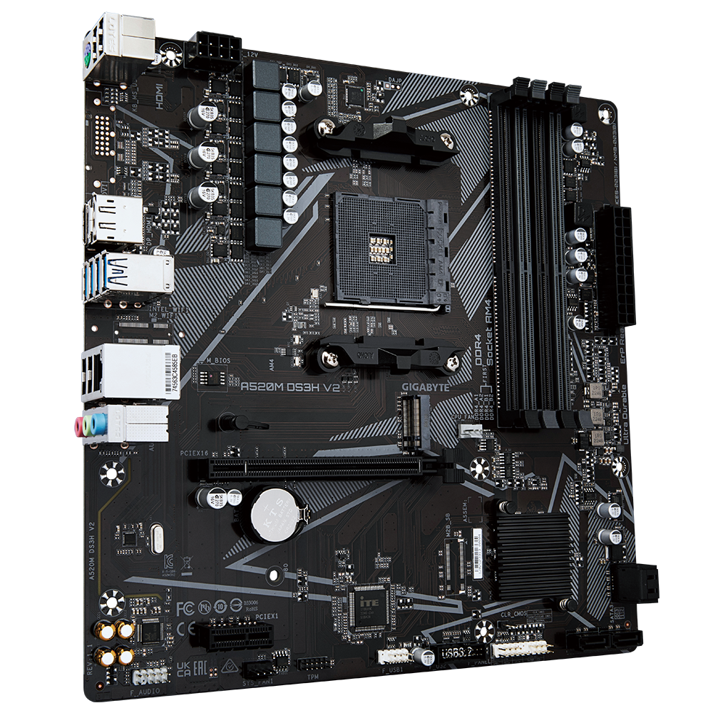 לוח למעבדי Gigabyte A520M DS3H V2 1.1 AM4 AMD Micro-Atx