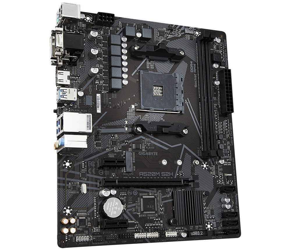 לוח אם למעבדי Gigabyte A520M S2H 1.3 VGA DVI HDMI AM4 AMD