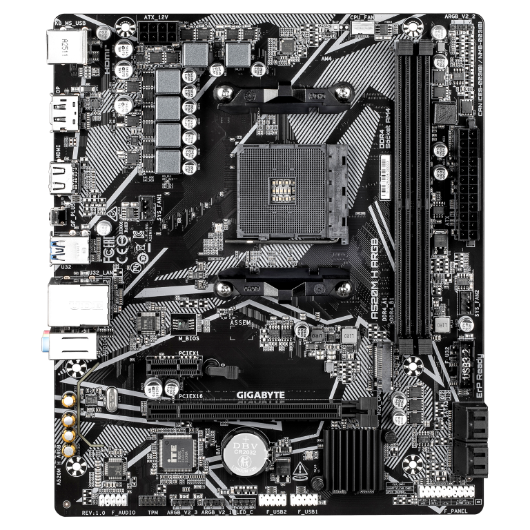 לוח אם Gigabyte A520M H ARGB AM4 DDR4 Micro-Atx HDMI DP
