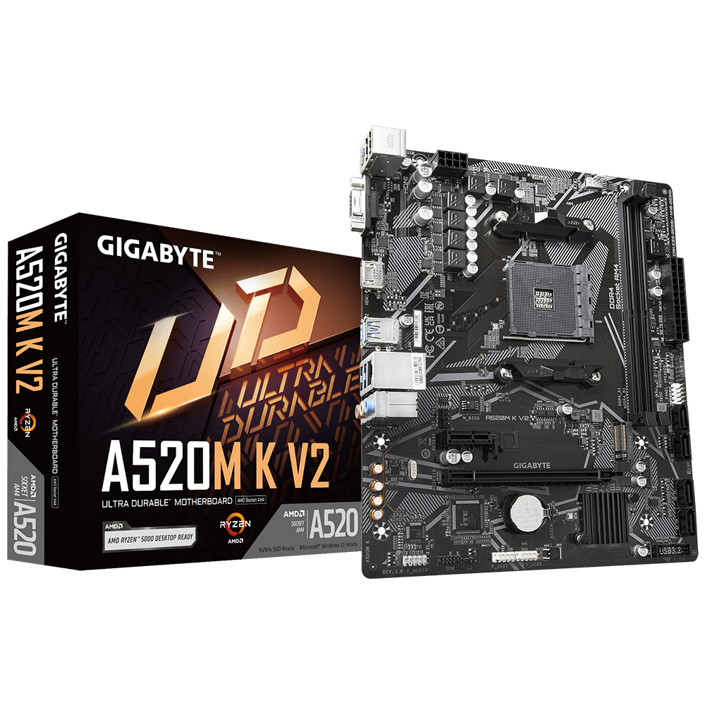 לוח אם Gigabyte AMD A520M K V2 rev 1.1 DDR4 For AM4