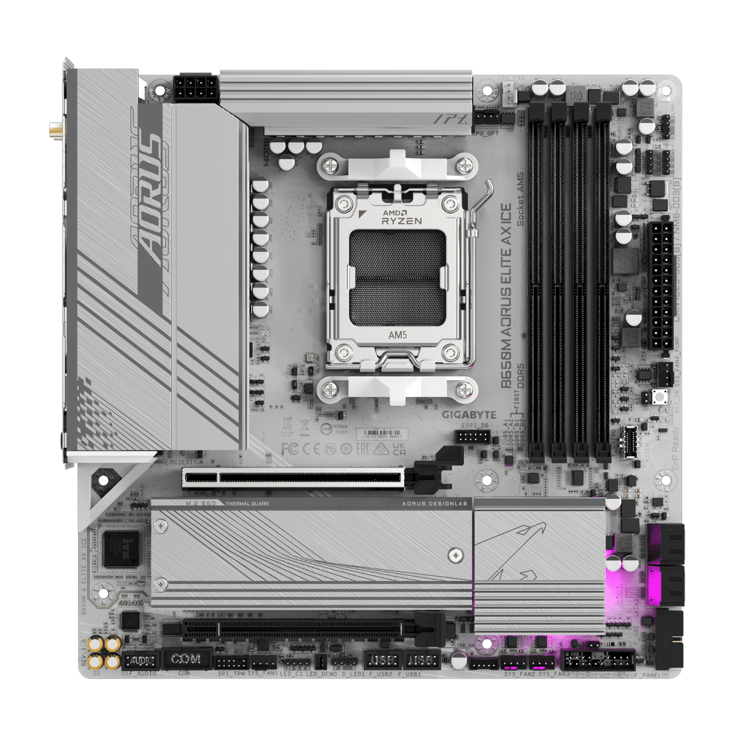 לוח Gigabyte B650M A ELITE AX ICE ATX AM5 WIFI BT PCIE5.0 White