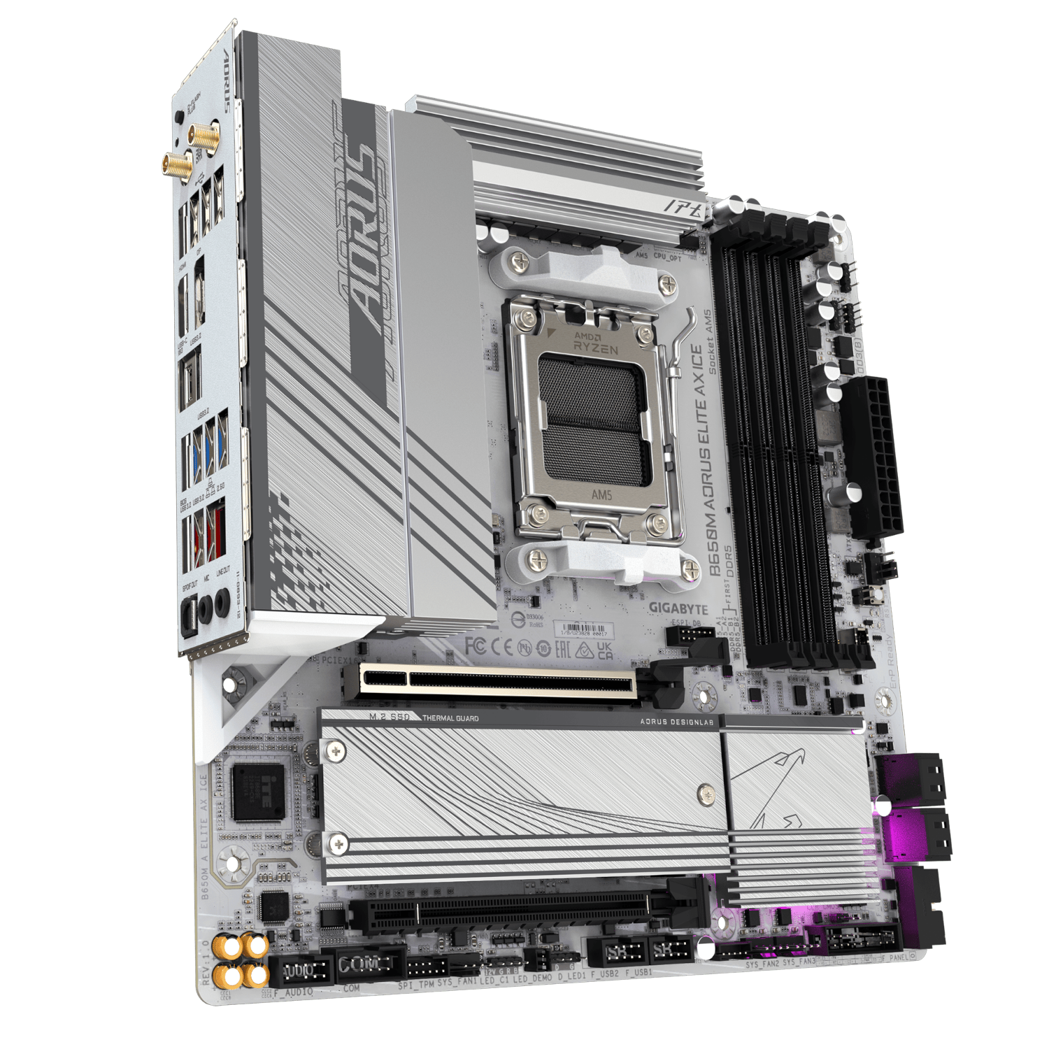 לוח Gigabyte B650M A ELITE AX ICE ATX AM5 WIFI BT PCIE5.0 White