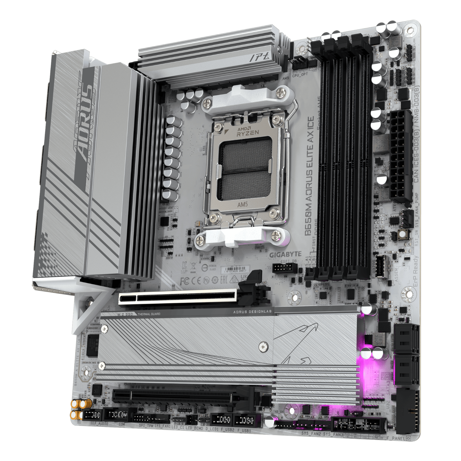 לוח Gigabyte B650M A ELITE AX ICE ATX AM5 WIFI BT PCIE5.0 White