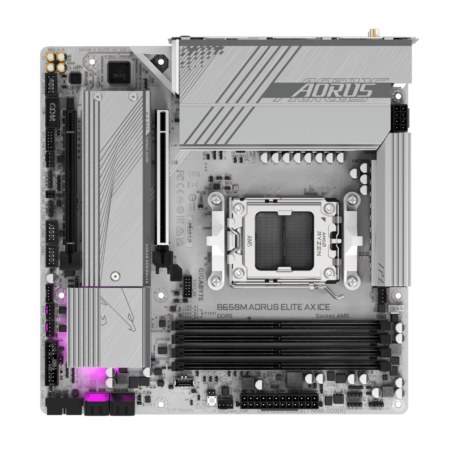 לוח Gigabyte B650M A ELITE AX ICE ATX AM5 WIFI BT PCIE5.0 White