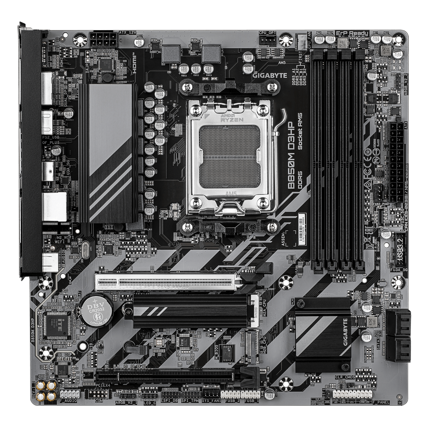 לוח אם Gigabyte B850M D3HP 1.2 mATX DDR5 AM5 1GbE Lan USB-C