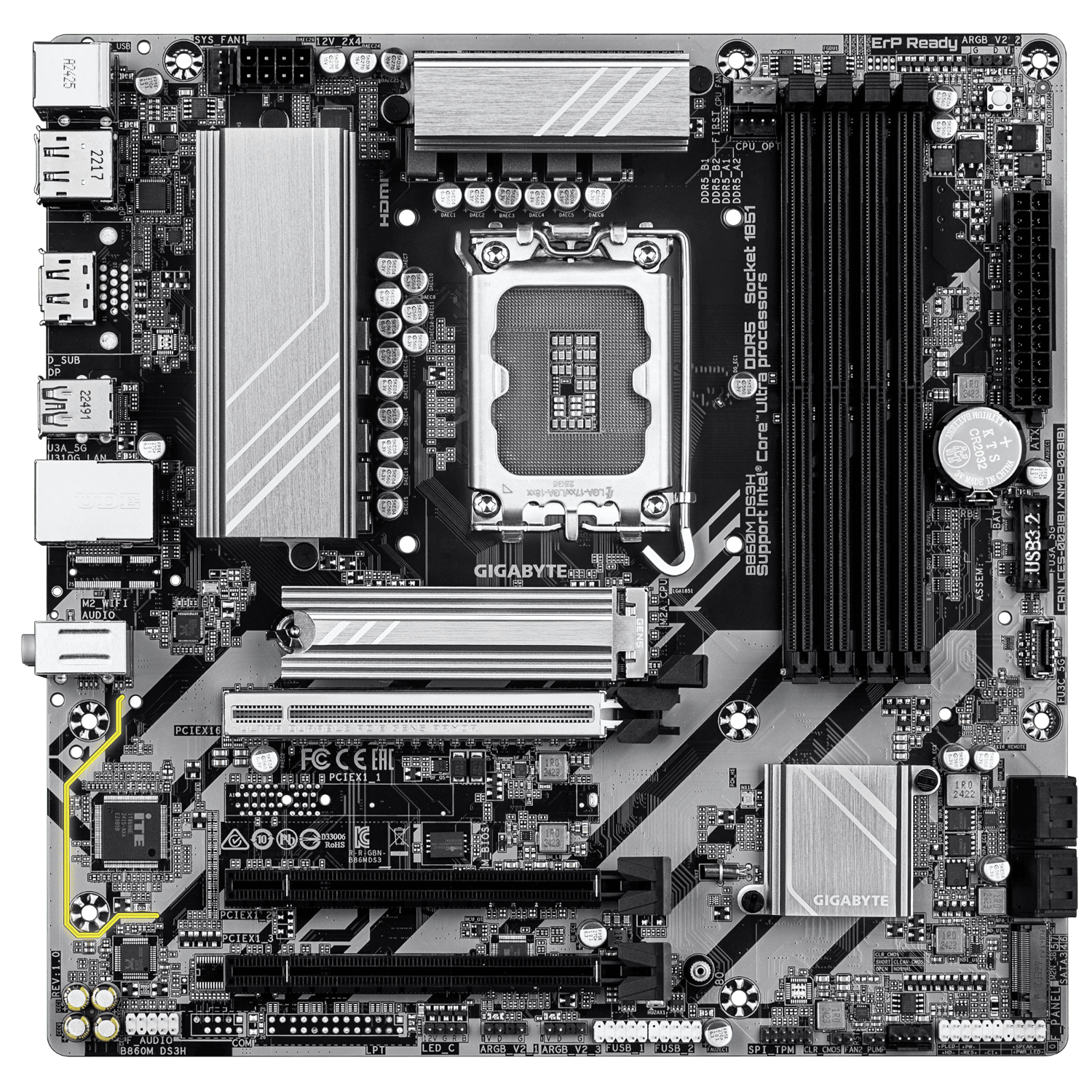 לוח אם GIGABYTE B860M DS3H 1.0 Micro-ATX DDR5 LGA1851 2.5GbE Lan