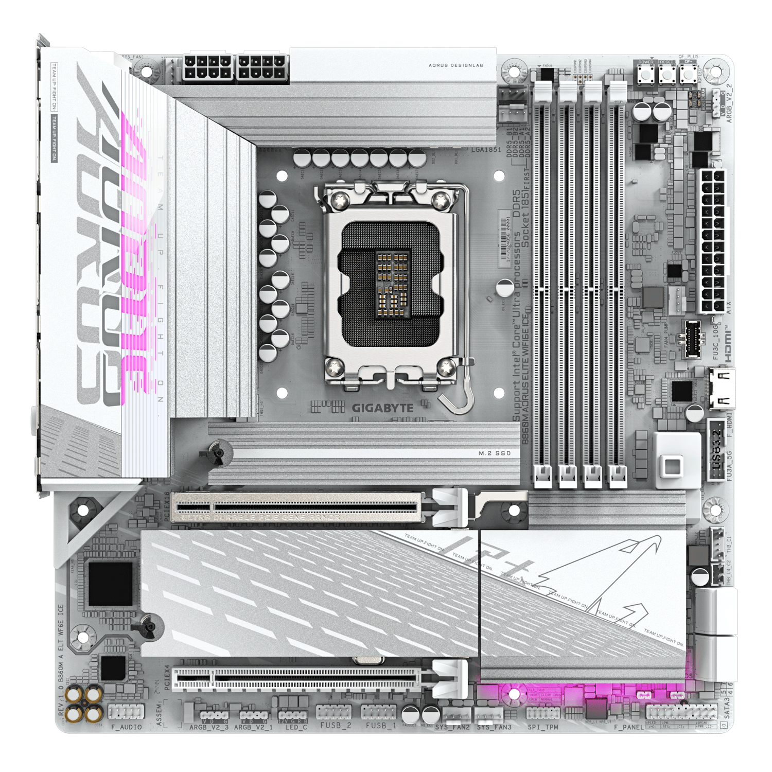 לוח למעבד דור 15 Gigabyte B860M AORUS ELITE WIFI6E ICE ATX 2.5GB