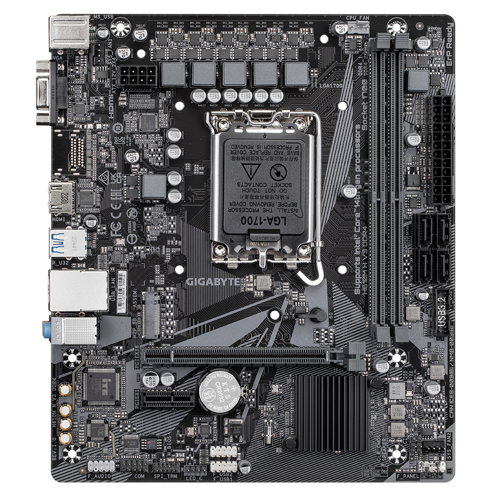 לוח לאינטל דור 12-14 Gigabyte H610M H DDR4 V3 REV1.0 VGA HDMI