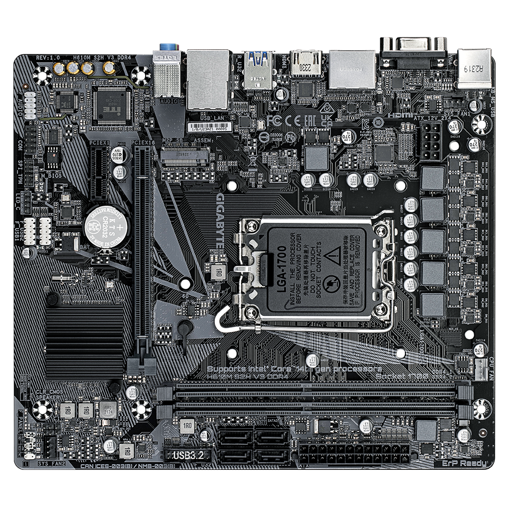 לוח למעבדי אינטל Gigabyte H610M S2H V3 Micro-ATX VGA DP HDMI
