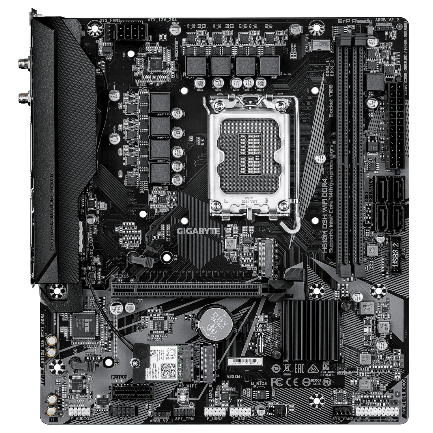 לוח אם Gigabyte H610M D3H WIFI DDR4 M-ATX 2x M.2 BT LGA1700