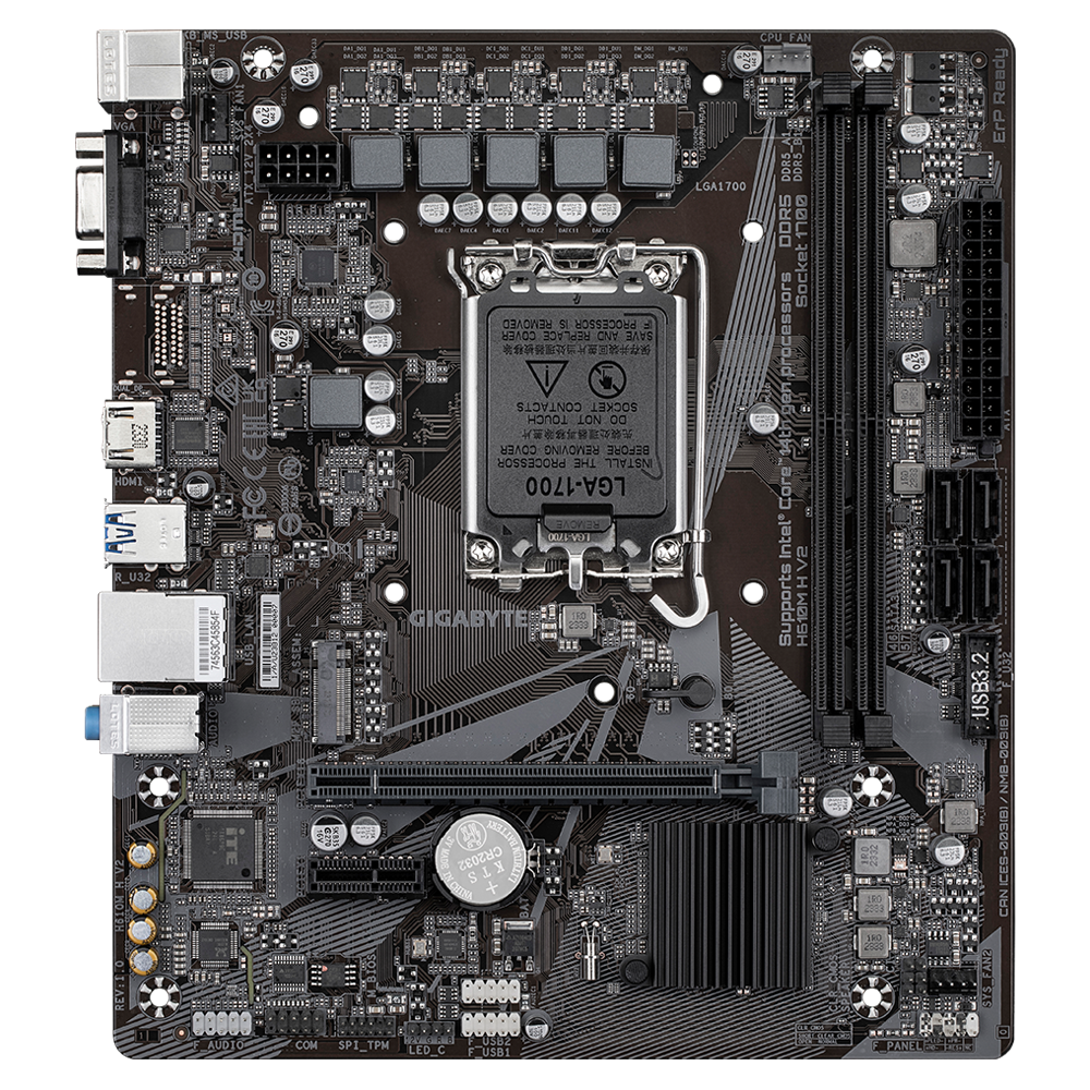 לוח לאינטל דור 12-14 Gigabyte H610M H V2 DDR5 VGA HDMI