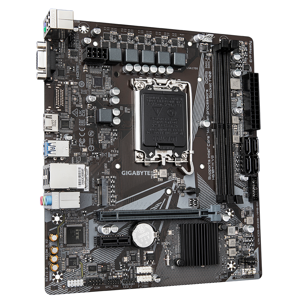 לוח לאינטל דור 12-14 Gigabyte H610M H V2 DDR5 VGA HDMI