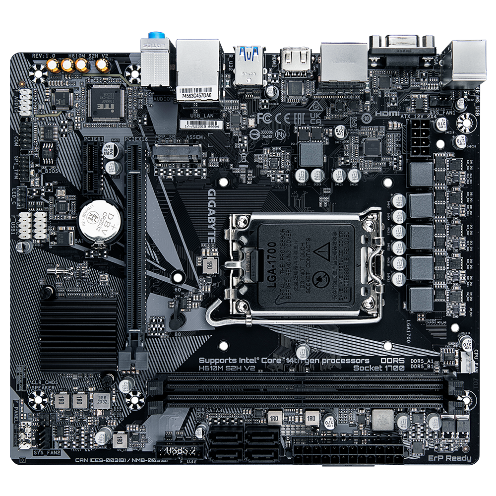 לוח למעבדי אינטל Gigabyte H610M S2H V2 Micro-ATX DDR5