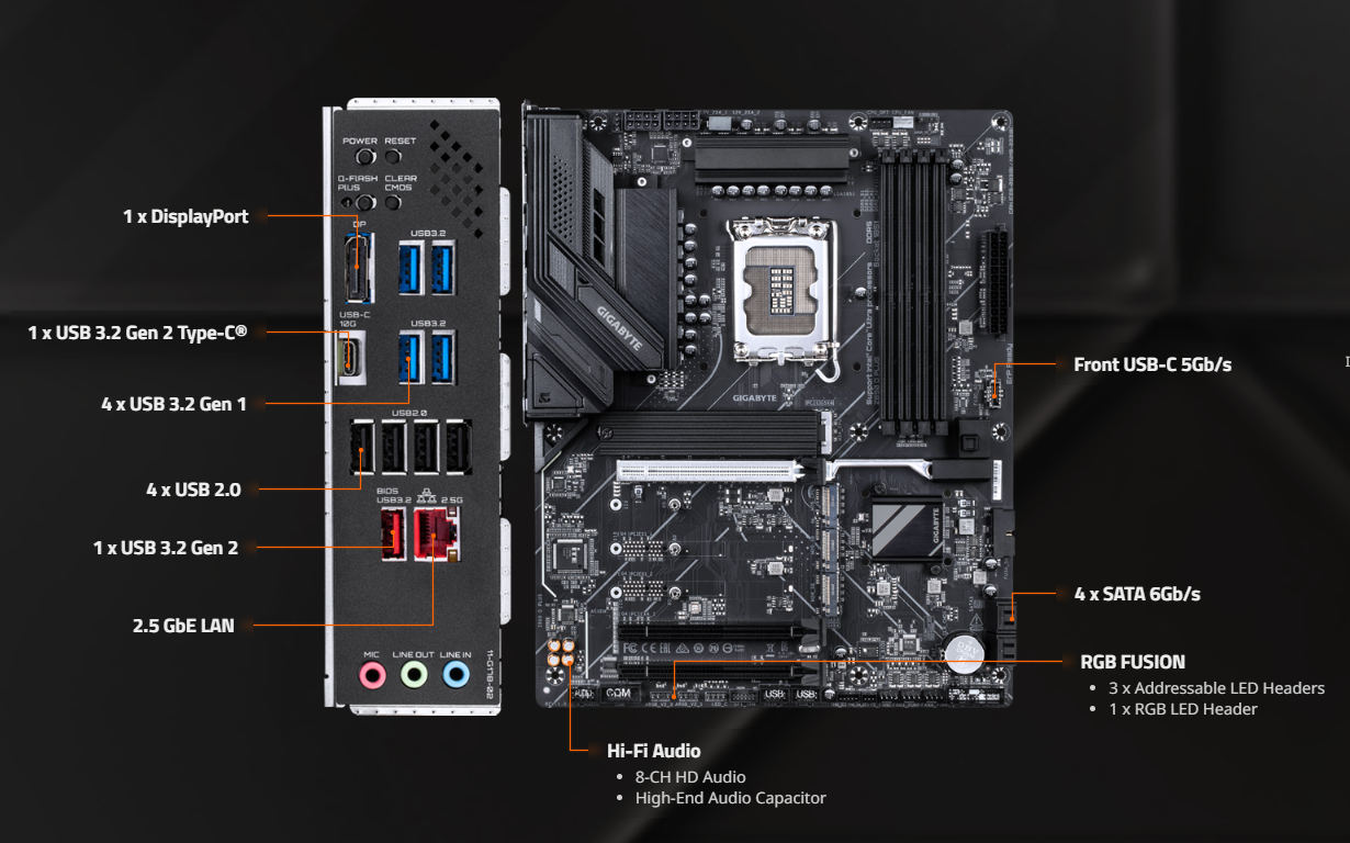 לוח אם Gigabyte Z890 D PLUS ATX DDR5 2.5GB Lan PCIE5.0