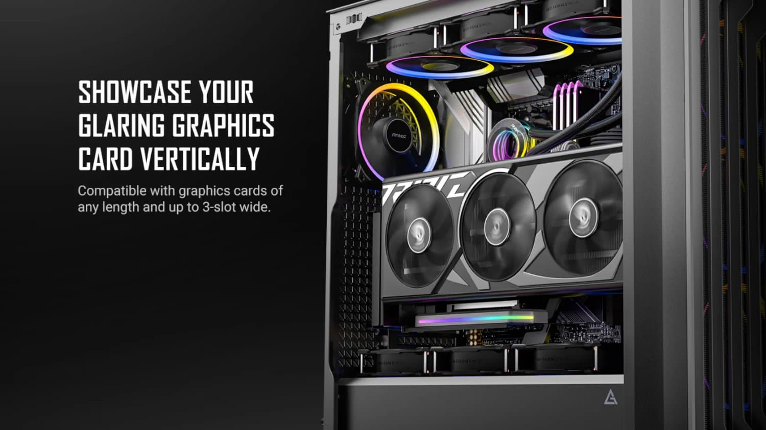 כבל ותושבת לכ. מסך Antec SHIFT ARGB - Vertical GPU Bracket Black