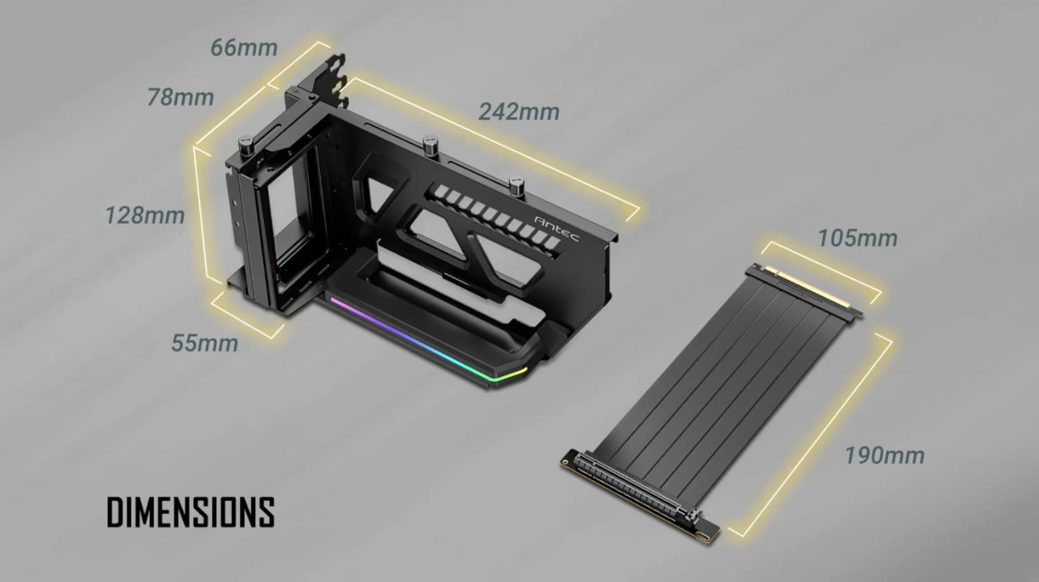כבל ותושבת לכ. מסך Antec SHIFT ARGB - Vertical GPU Bracket Black