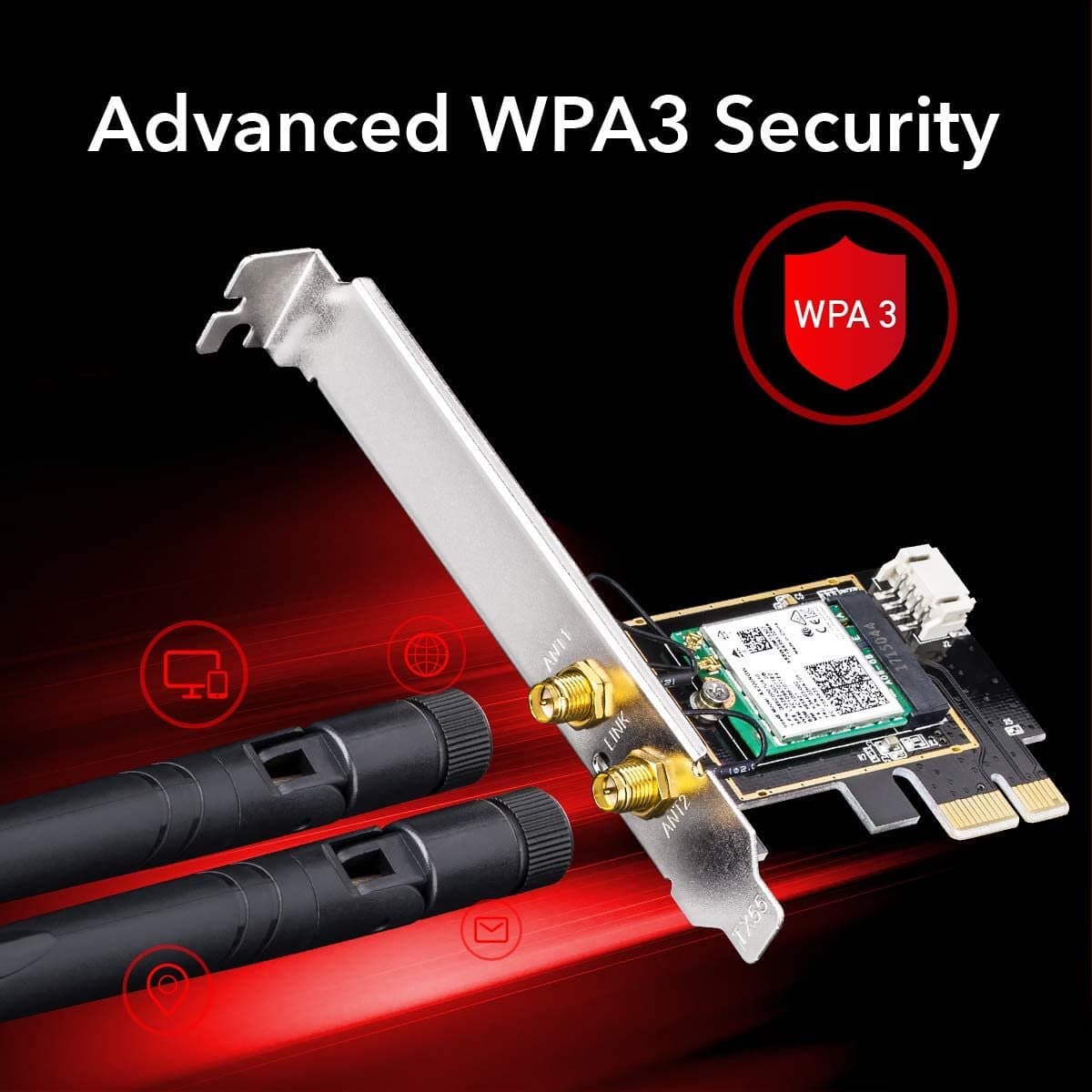 כ.רשת אלחוטי Cudy WE3000 AX200 WIFI 6 Bluetooth 5.2 PCI-E