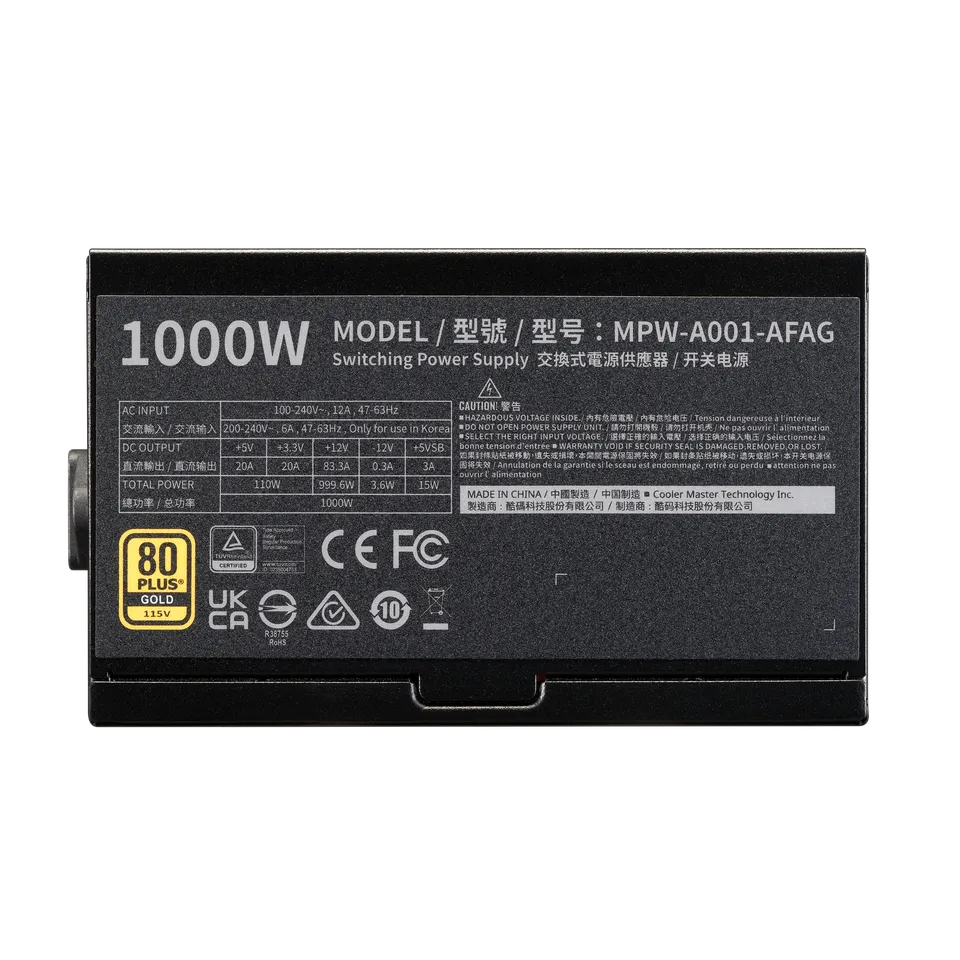 ספק כוח CoolerMaster Elite 1000W 80Plus Gold ATX3.1 Fully Modular