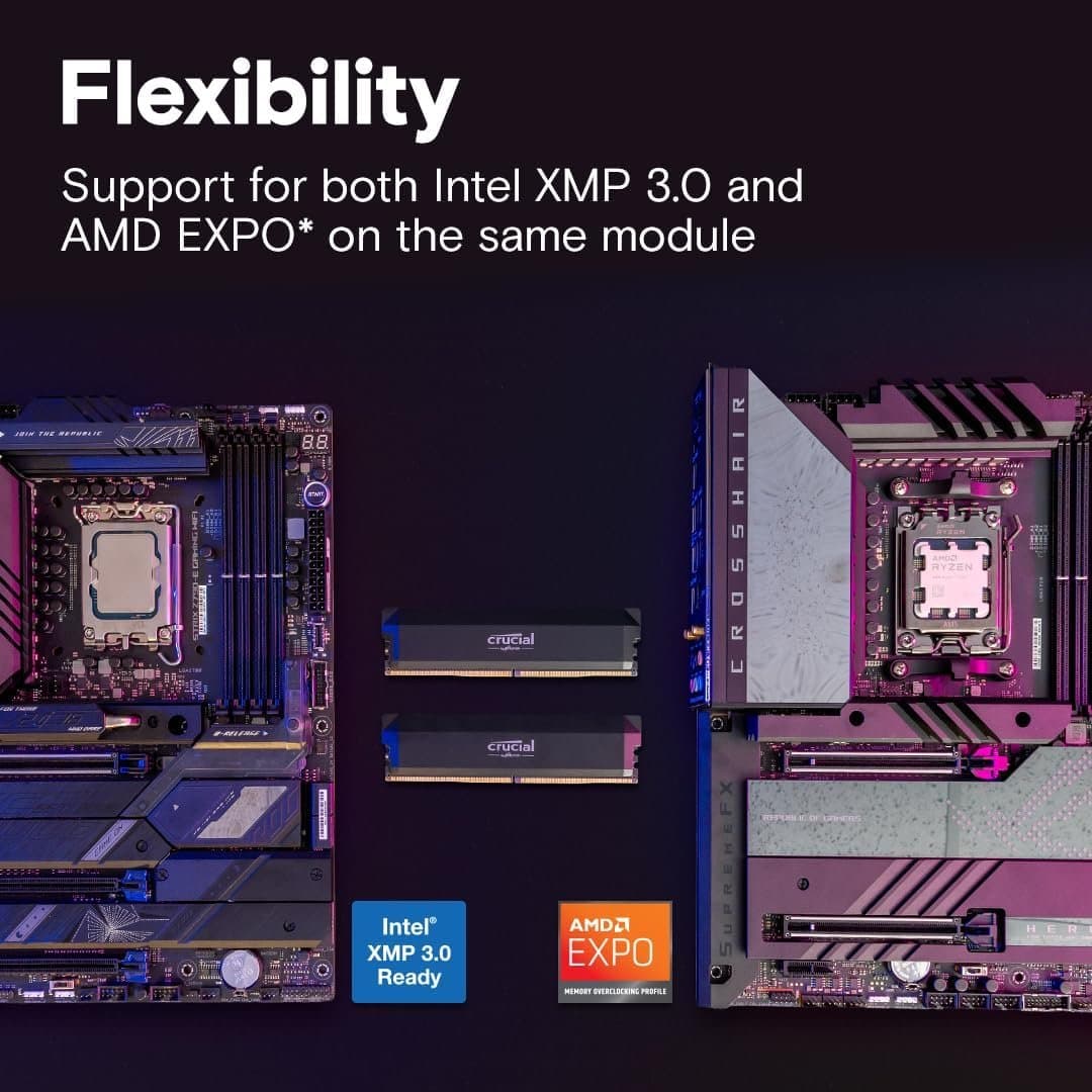 זכרון לנייח Crucial Pro DDR5 32GB 2X16 6400Mhz C38 UDIMM XMP/EXPO