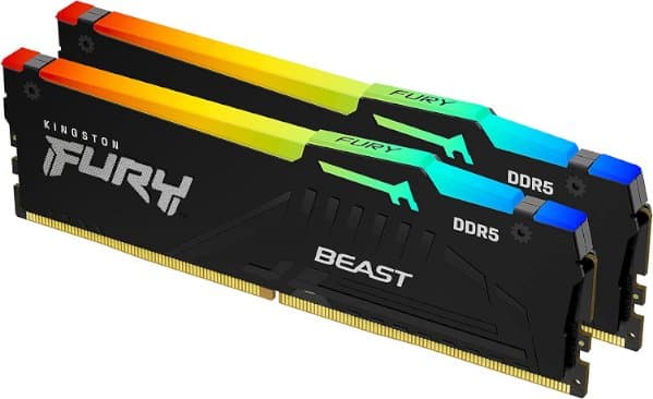 זכרון לנייח Kingston FURY BEAST RGB 64GB 2x32GB DDR5 6000MMHZ C36