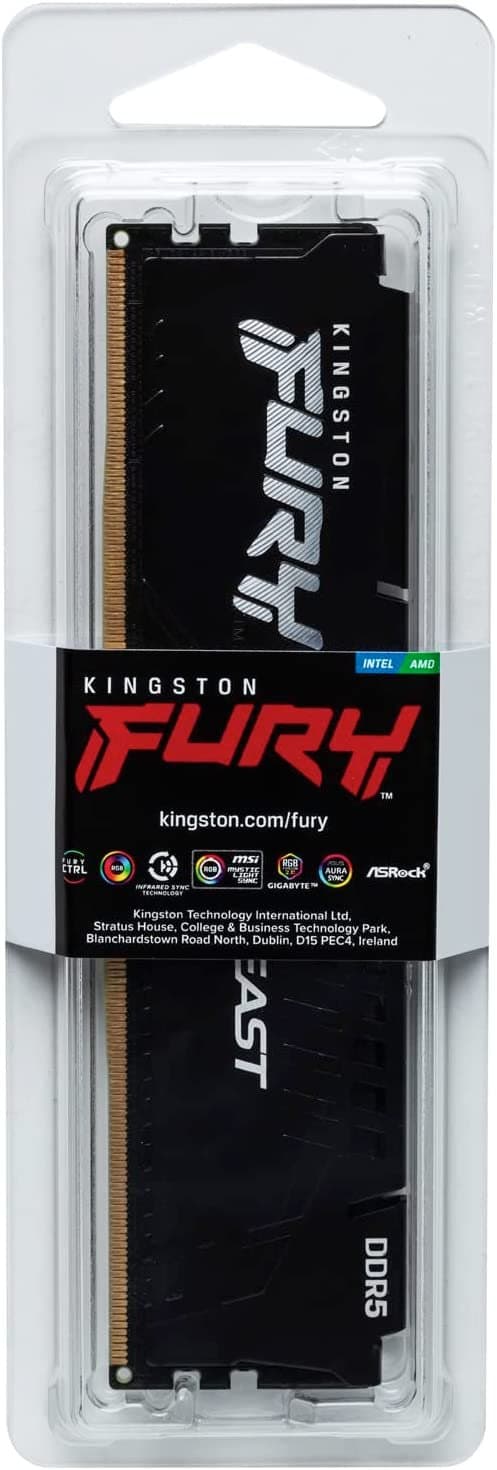 ז.לנייח Kingston Fury Beast Black 16GB 6000MHZ DDR5 C36 XMP/EXPO