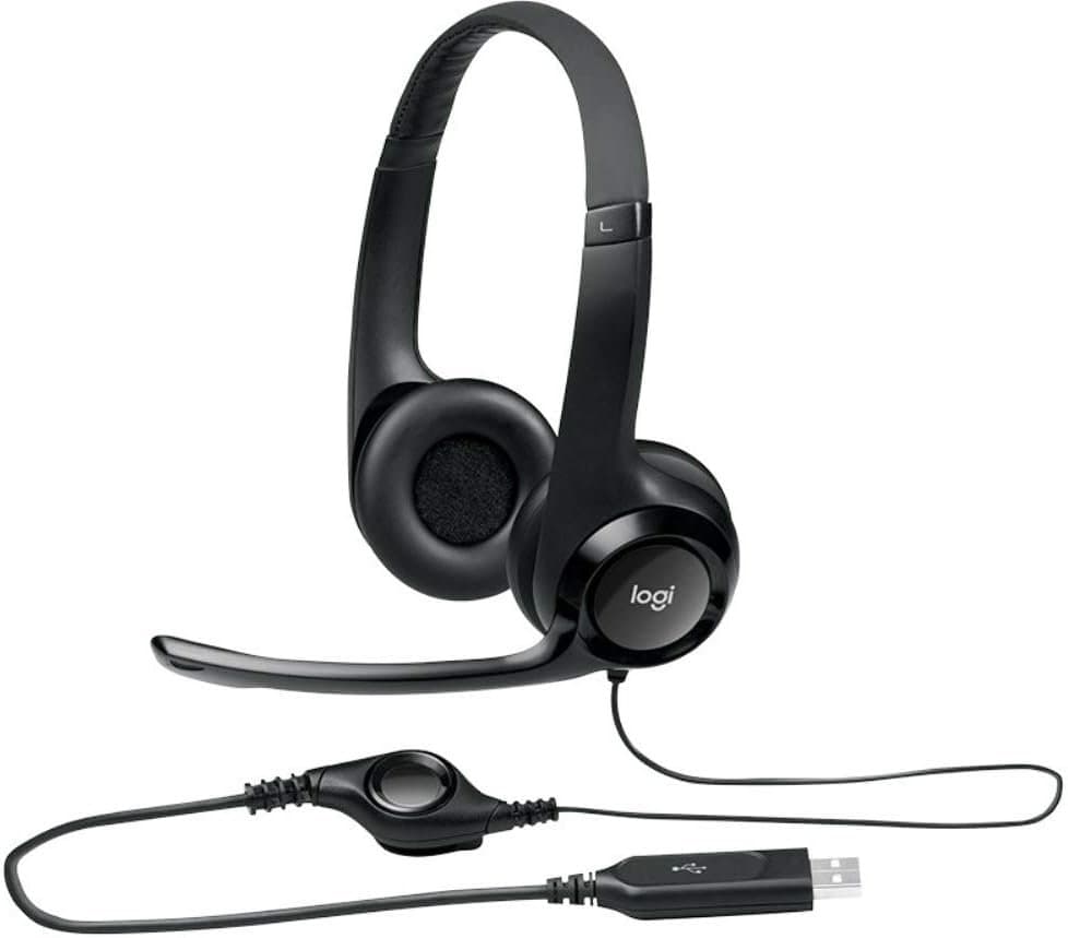 אוזניות ומיקרופון Logitech H390 USB Headphones Black
