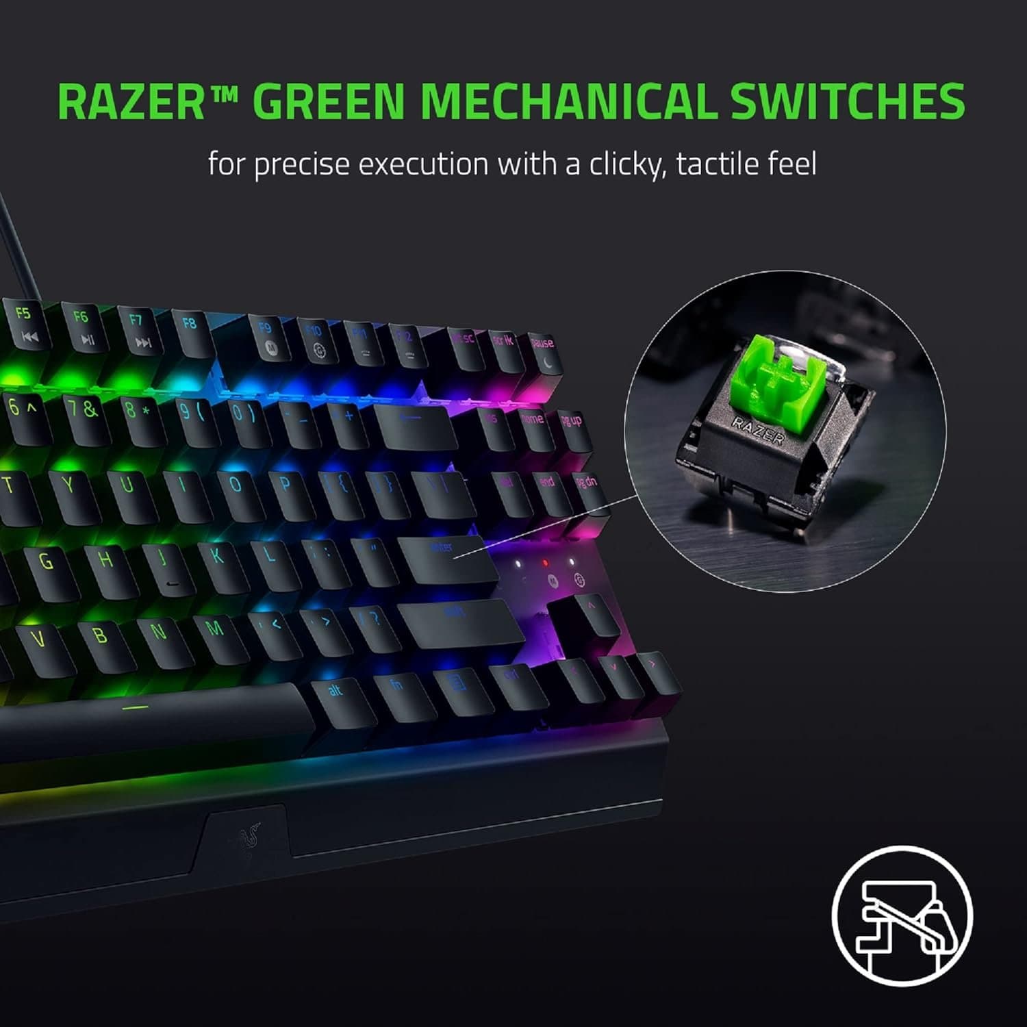 מקלדת גיימינג Razer BlackWidow v3 TKL Wired RGB Green Switches