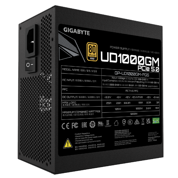 ספק כוח Gigabyte UD1000GM PG5 1000W PCIE 5.0 ready 80 PLUS Gold